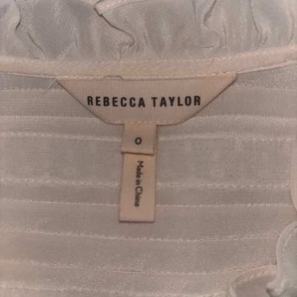Rebecca Taylor ivory silk ruffle top size 0 - Picture 2 of 3
